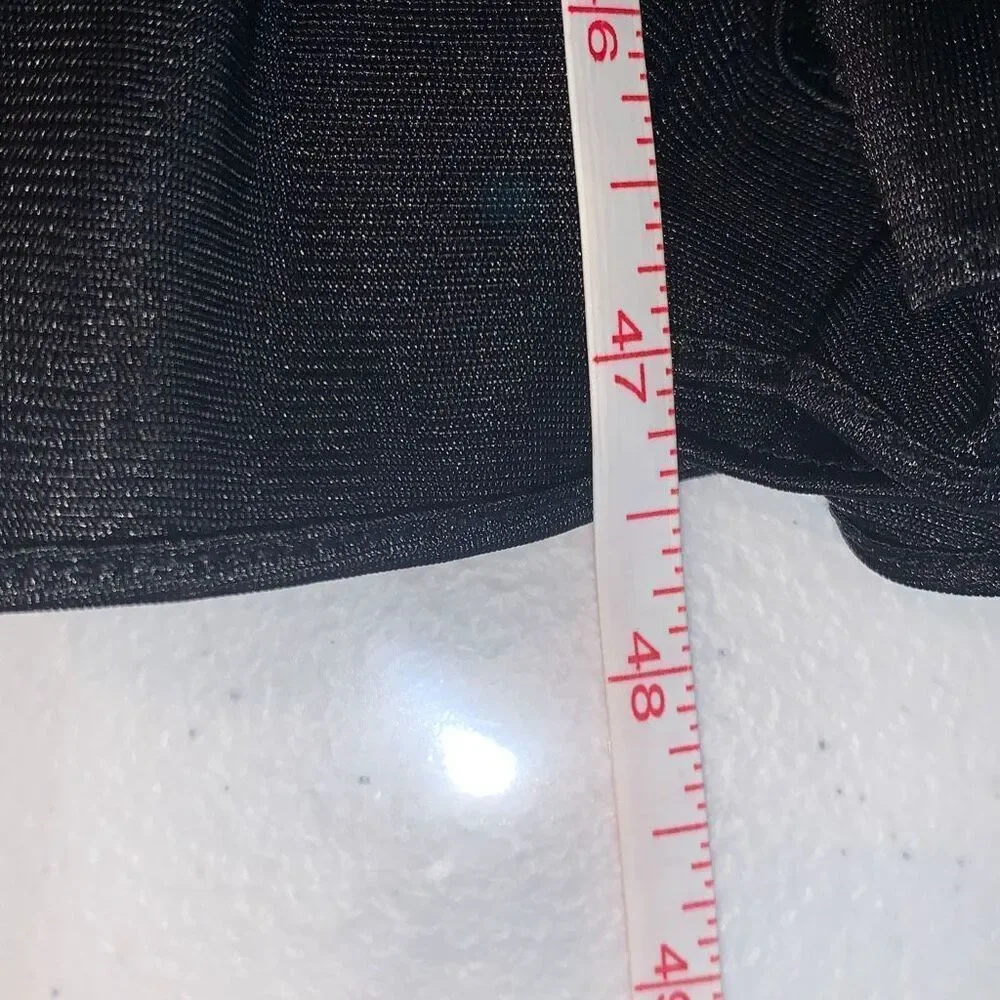 Vintage 70's Black Lingerie Slip Dress Maxi Long Dress High Slit See through Wai - Picture 16 of 16